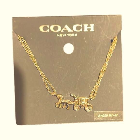 NWT Coach Necklace ~ Golden Horse & Carriage ~ MSRP $118 - Picture 2 of 3